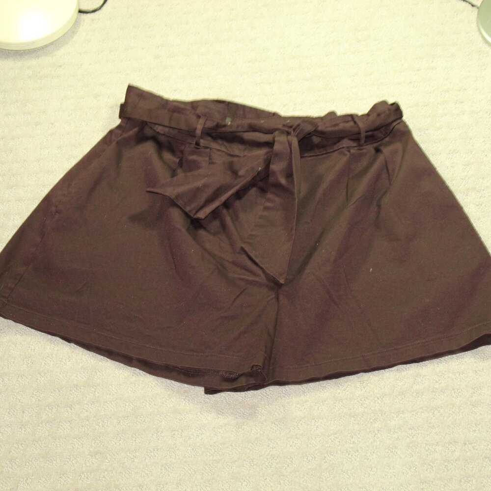 Bold Elements Size 16 Brown Hi Rise A-Line Tie Belt Shorts